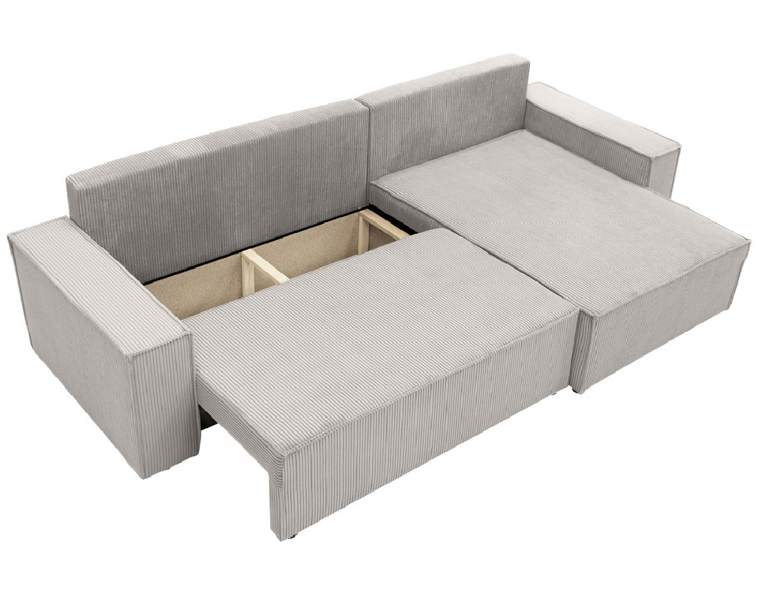 Canapé d'angle réversible 5 places convertible avec coffre en velours côtelé Cezanne