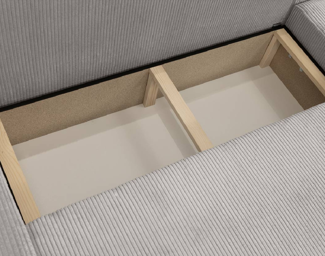 Canapé d'angle réversible 5 places convertible avec coffre en velours côtelé Cezanne