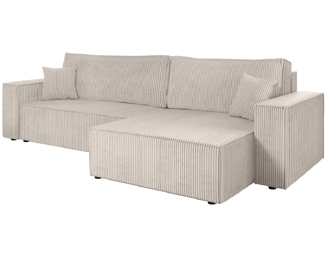 Canapé d'angle réversible 5 places convertible avec coffre en velours côtelé Cezanne