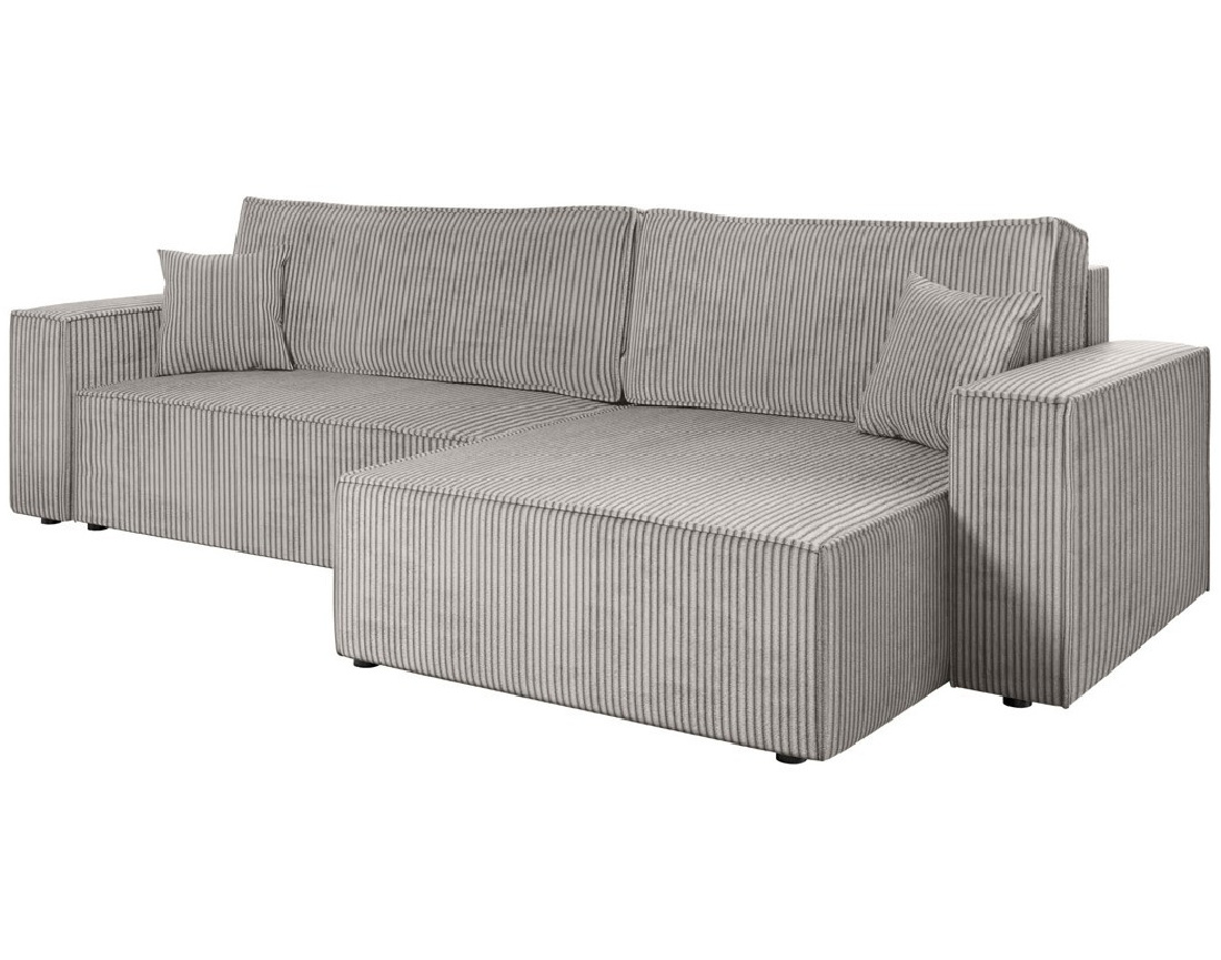 Canapé d'angle réversible 5 places convertible avec coffre en velours côtelé Cezanne