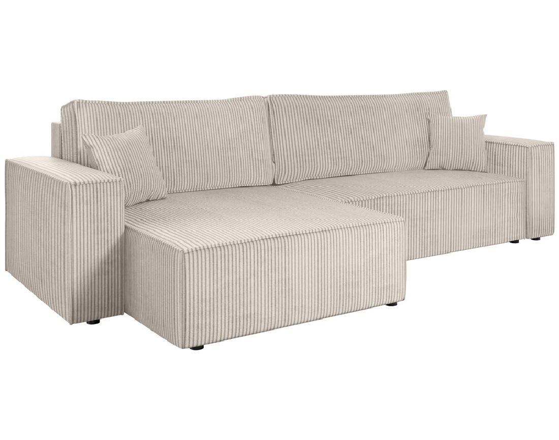 Canapé d'angle réversible 5 places convertible avec coffre en velours côtelé Cezanne
