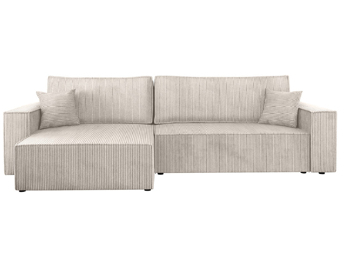 Canapé d'angle réversible 5 places convertible avec coffre en velours côtelé Cezanne