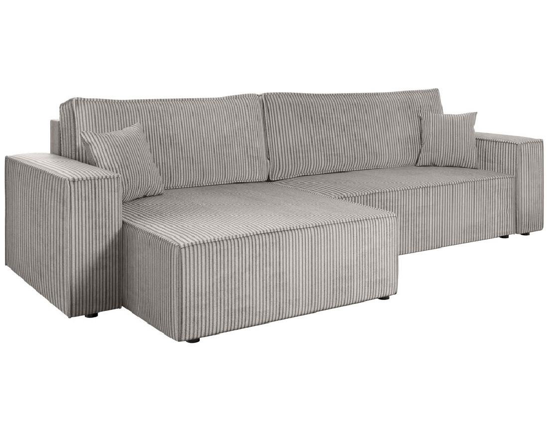 Canapé d'angle réversible 5 places convertible avec coffre en velours côtelé Cezanne