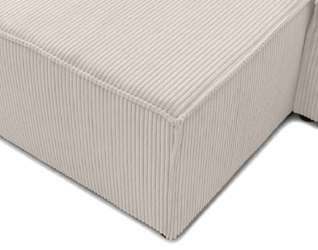 Canapé d'angle réversible 5 places convertible avec coffre en velours côtelé Cezanne