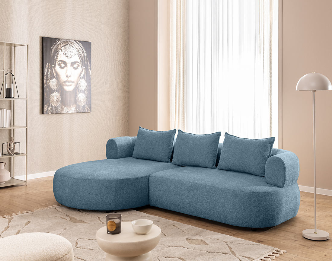 Canapé d'angle gauche 4 places en velours texturé Angela