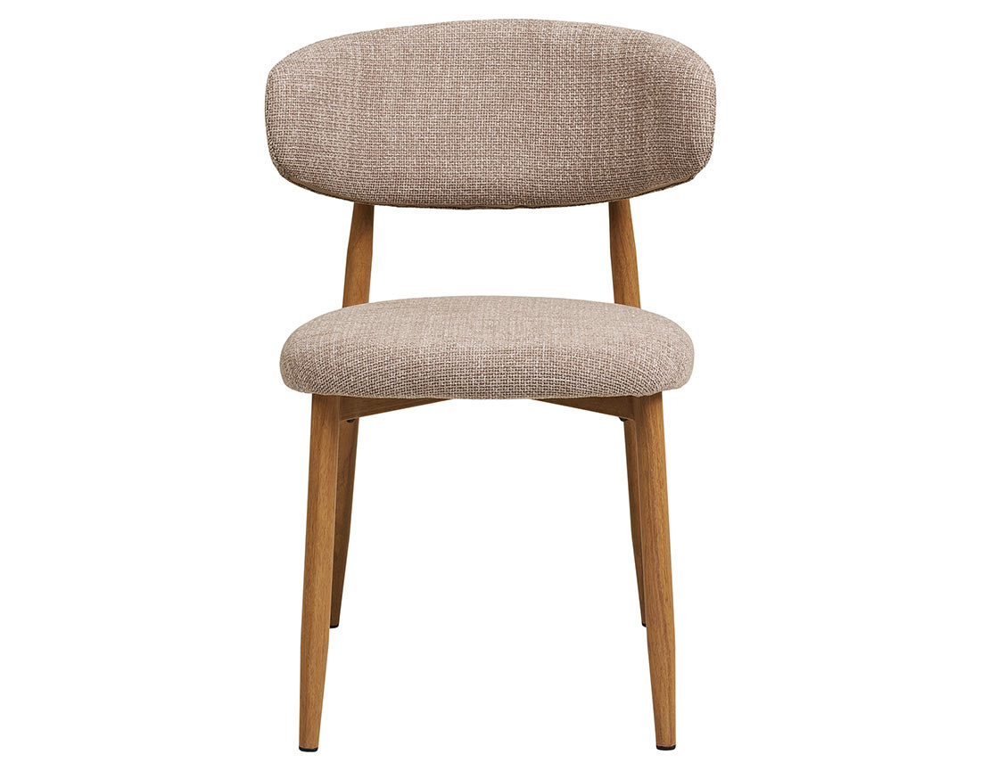 Lot de 2 chaises en tissu texturé pieds en acier effet bois Eddie