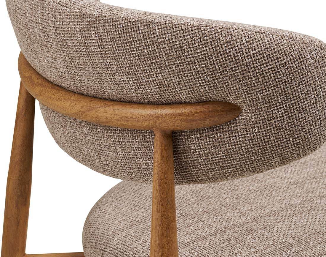 Lot de 2 chaises en tissu texturé pieds en acier effet bois Eddie