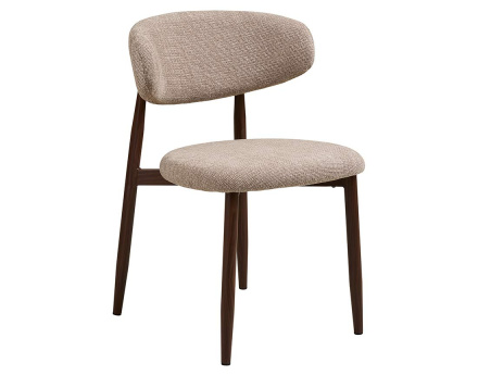 Lot de 2 chaises en tissu texturé pieds en acier effet bois Eddie