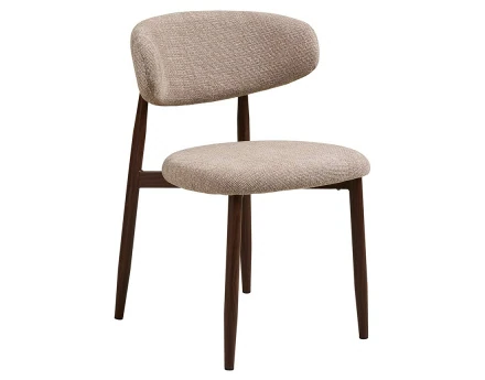 Lot de 2 chaises en tissu texturé pieds en acier effet bois Eddie