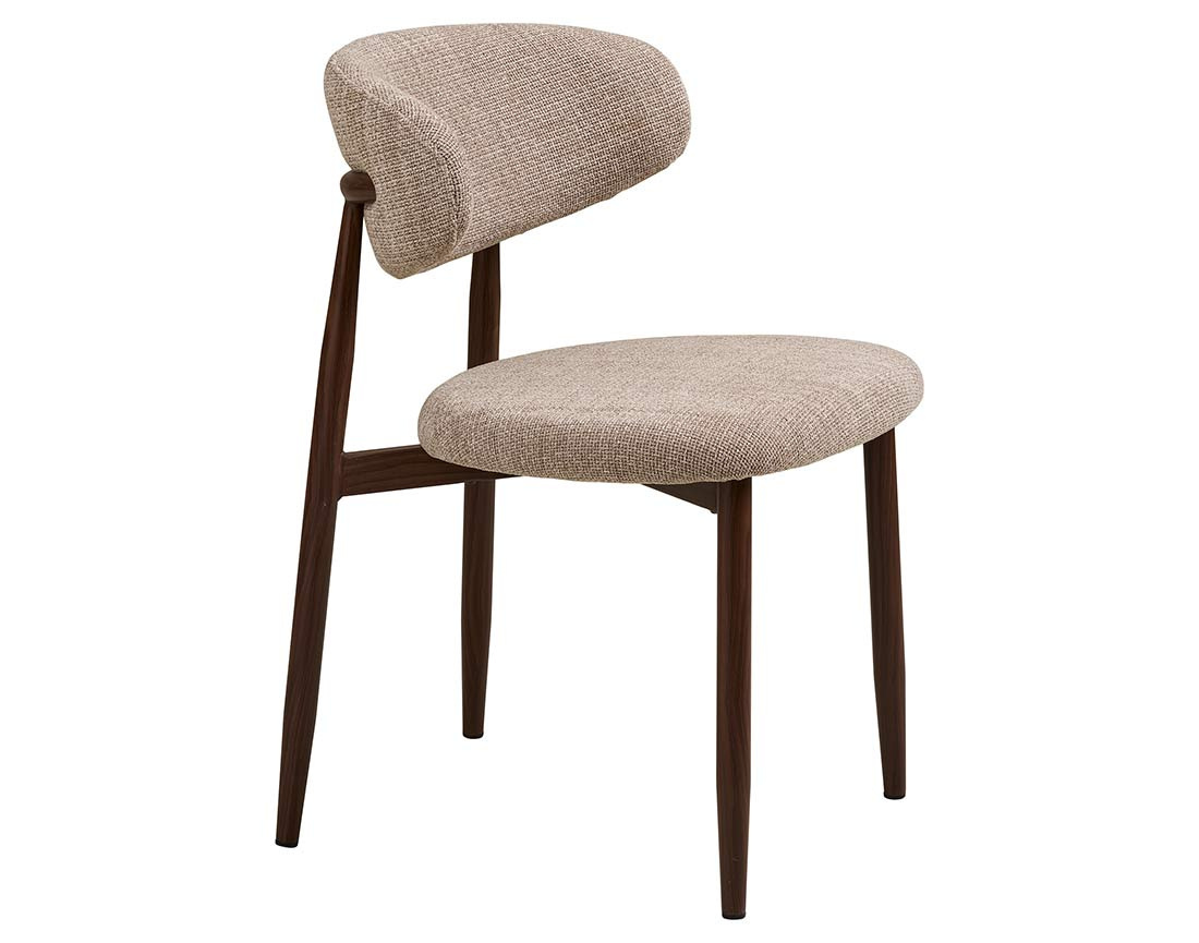 Lot de 2 chaises en tissu texturé pieds en acier effet bois Eddie