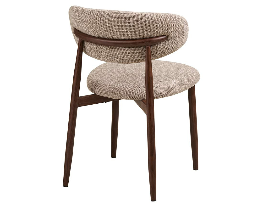 Lot de 2 chaises en tissu texturé pieds en acier effet bois Eddie