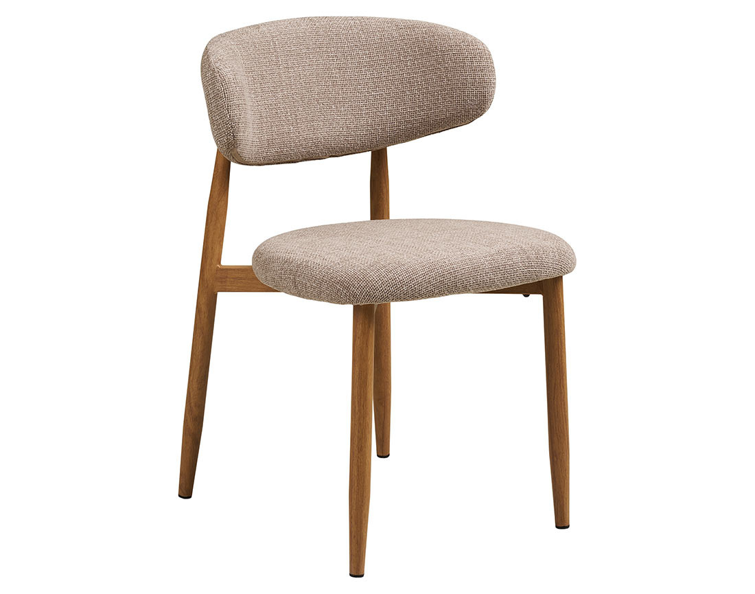 Lot de 2 chaises en tissu texturé pieds en acier effet bois Eddie