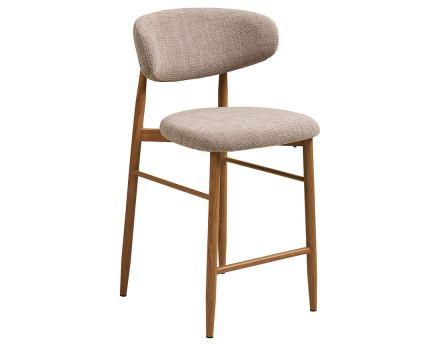 Lot de 2 tabourets en tissu texturé pieds en acier effet bois Eddie