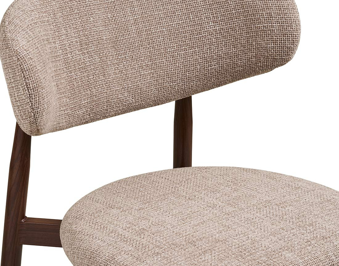 Lot de 2 tabourets en tissu texturé pieds en acier effet bois Eddie