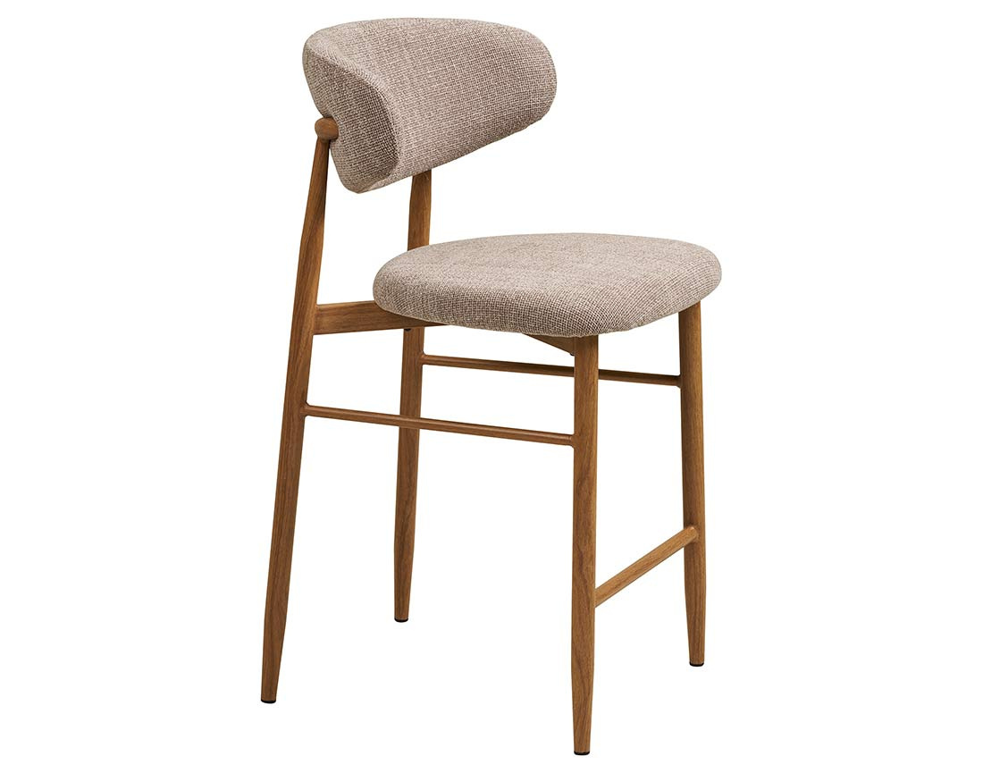 Lot de 2 tabourets en tissu texturé pieds en acier effet bois Eddie