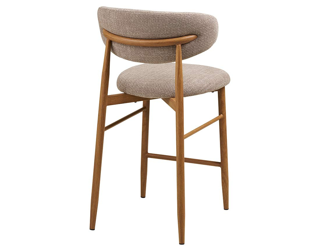 Lot de 2 tabourets en tissu texturé pieds en acier effet bois Eddie