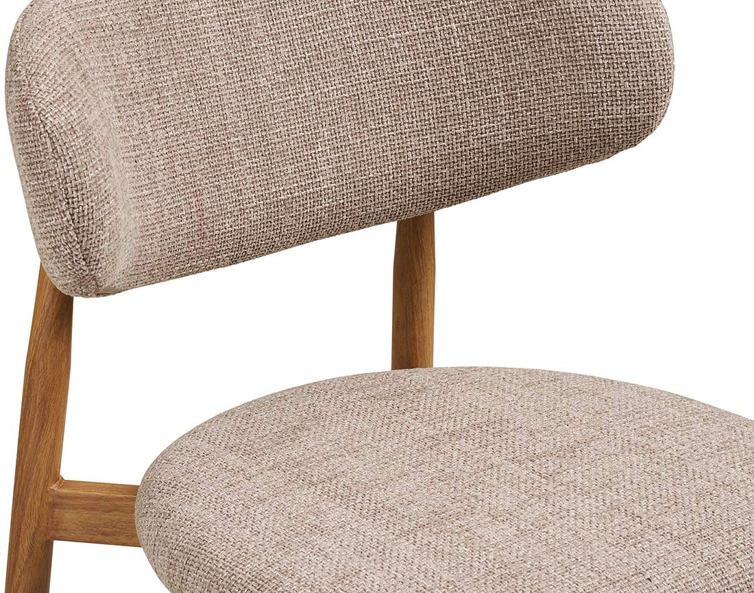 Lot de 2 tabourets en tissu texturé pieds en acier effet bois Eddie