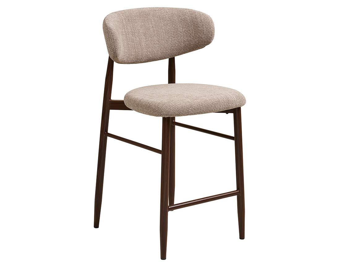 Lot de 2 tabourets en tissu texturé pieds en acier effet bois Eddie