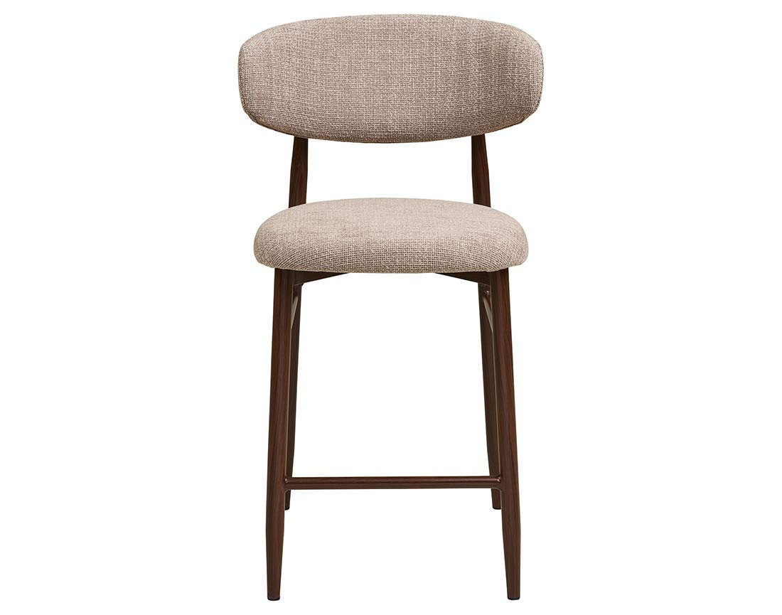 Lot de 2 tabourets en tissu texturé pieds en acier effet bois Eddie