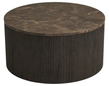 Table basse plateau effet marbre et pieds en tasseaux de bois en FSC® 100% 80 cm Finn