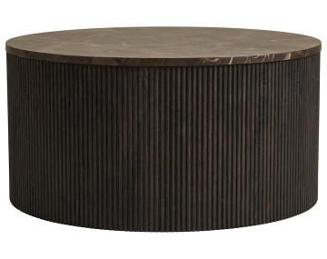 Table basse plateau effet marbre et pieds en tasseaux de bois en FSC® 100% 80 cm Finn