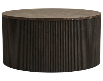 Table basse plateau effet marbre et pieds en tasseaux de bois en FSC® 100% 80 cm Finn