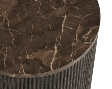 Bout de canapé plateau effet marbre et pieds en tasseaux de bois en FSC® 100% 40 cm Finn