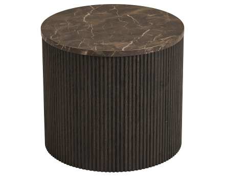 Bout de canapé plateau effet marbre et pieds en tasseaux de bois en FSC® 100% 40 cm Finn