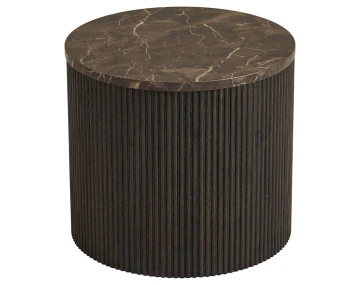 Bout de canapé plateau effet marbre et pieds en tasseaux de bois en FSC® 100% 40 cm Finn
