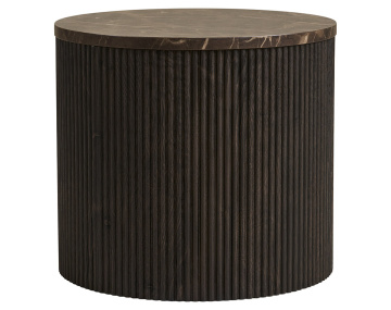 Bout de canapé plateau effet marbre et pieds en tasseaux de bois en FSC® 100% 40 cm Finn