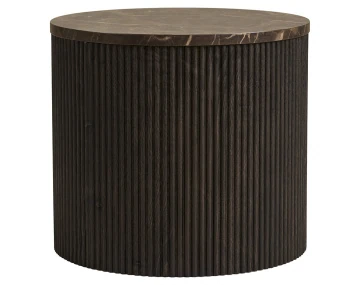 Bout de canapé plateau effet marbre et pieds en tasseaux de bois en FSC® 100% 40 cm Finn