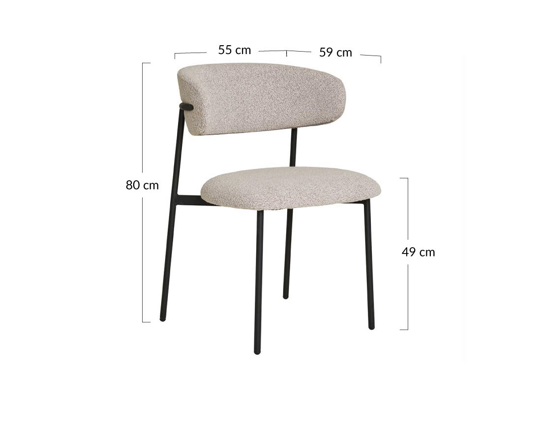 Lot de 2 chaises en tissu bouclette pieds en acier Erica