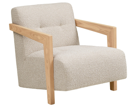 Fauteuil en tissu texturé accoudoirs en chêne massif FSC® 100% Lola