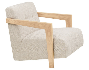 Fauteuil en tissu texturé accoudoirs en chêne massif FSC® 100% Lola
