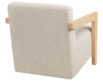 Fauteuil en tissu texturé accoudoirs en chêne massif FSC® 100% Lola