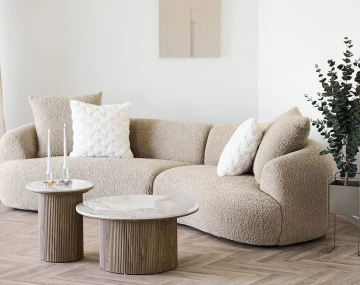 Table basse plateau effet marbre et pieds effets bois 80 cm