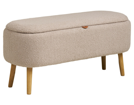 Pouf avec rangements en FSC® 100% en tissu bouclette Karen