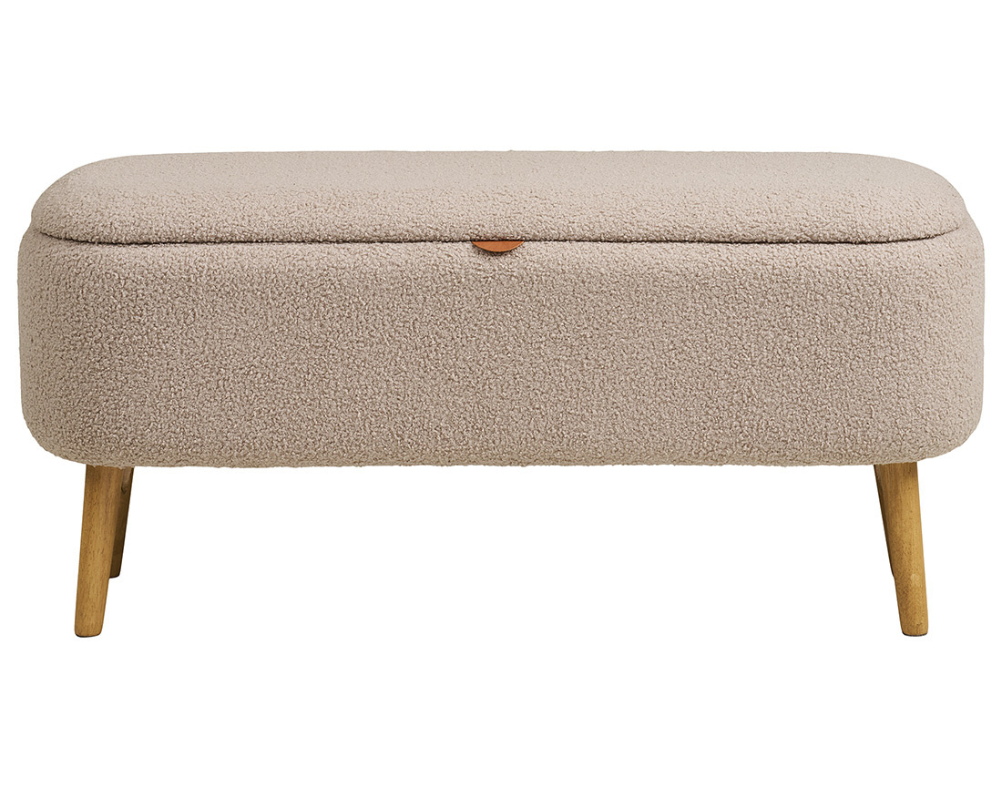 Pouf avec rangements en FSC® 100% en tissu bouclette Karen