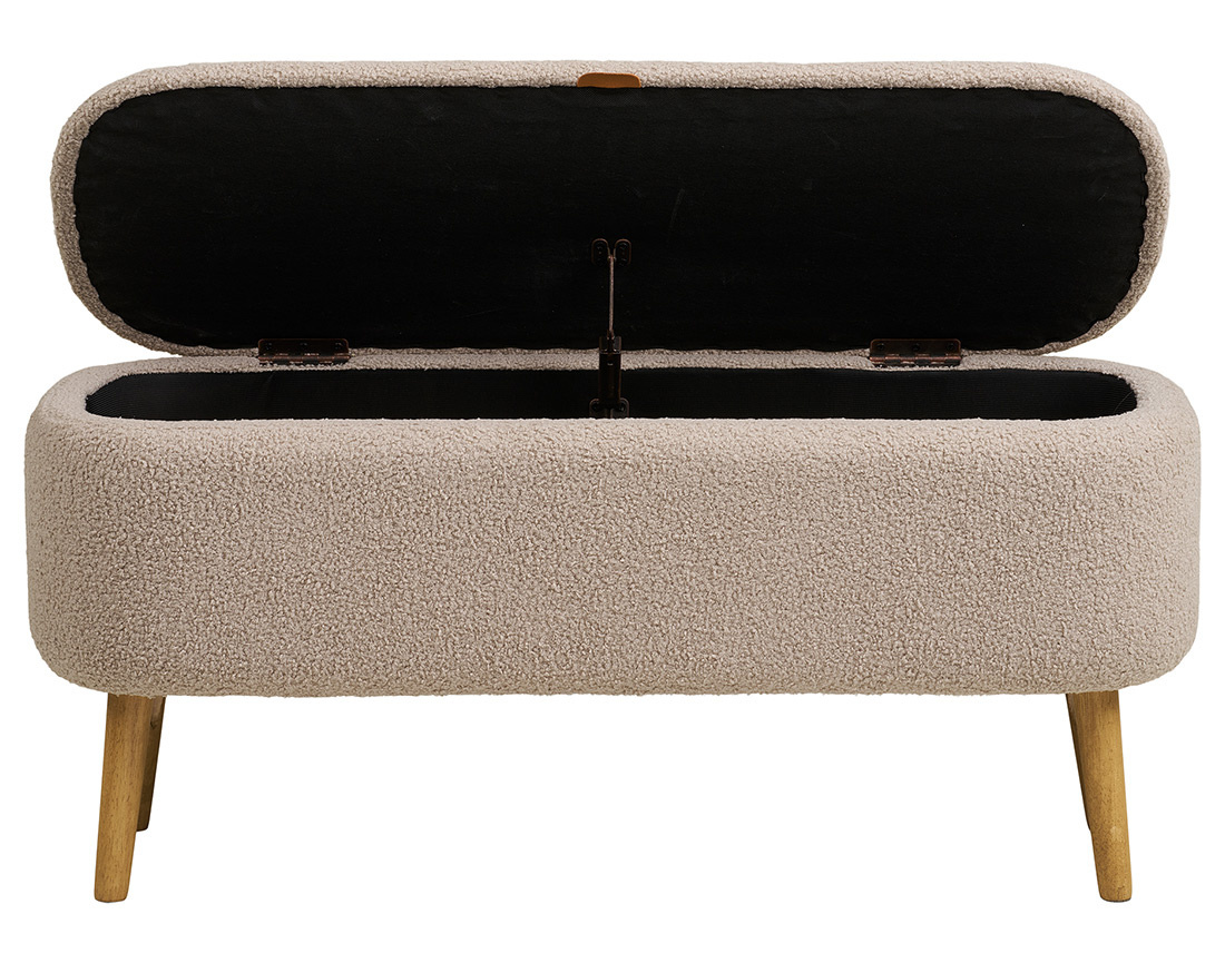 Pouf avec rangements en FSC® 100% en tissu bouclette Karen