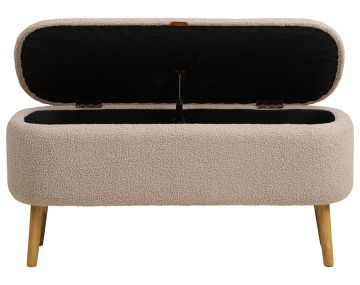 Pouf avec rangements en FSC® 100% en tissu bouclette Karen