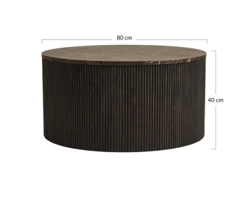 Table basse plateau effet marbre et pieds en tasseaux de bois en FSC® 100% 80 cm Finn