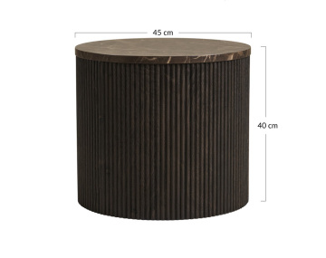 Bout de canapé plateau effet marbre et pieds en tasseaux de bois en FSC® 100% 40 cm Finn