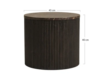 Bout de canapé plateau effet marbre et pieds en tasseaux de bois en FSC® 100% 40 cm Finn
