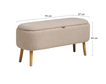 Pouf avec rangements en FSC® 100% en tissu bouclette Karen