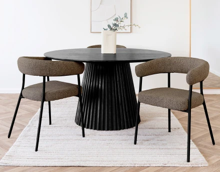 Lot de 2 chaises FSC® 100% en tissu texturé pieds en acier Sadie