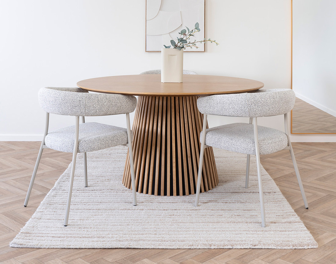 Lot de 2 chaises FSC® 100% en tissu texturé pieds en acier Sadie