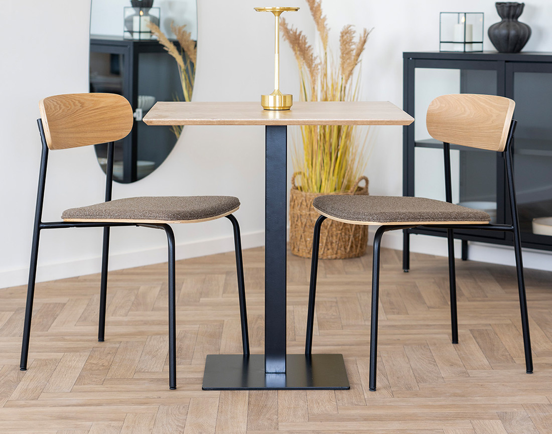 Lot de 2 chaises en bois de frêne pieds en acier Zoe