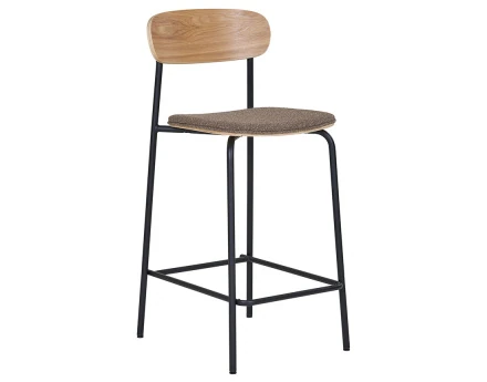 Lot de 2 tabourets en bois de frêne pieds en acier Zoe