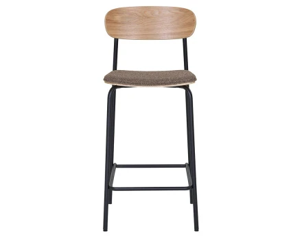 Lot de 2 tabourets en bois de frêne pieds en acier Zoe