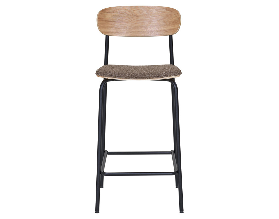 Lot de 2 tabourets en bois de frêne pieds en acier Zoe